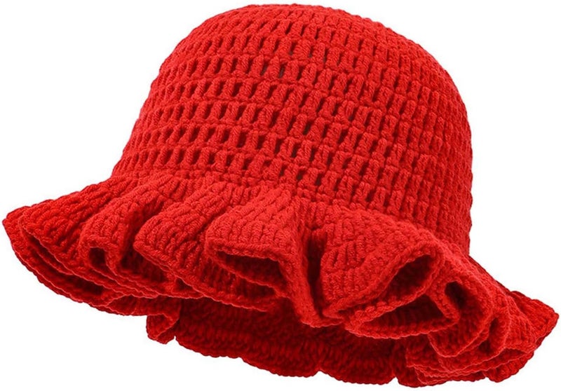 Ahouws Crochet Bucket Hat Women Trendy Knit Floppy Cap Cute Boho Handmade Beanies Outdoor Boho Travel Fishing Hat - Image 1